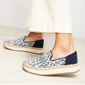 TOMS Jocelyn Denim Espadrille Woven Sneaker Platform Slip-Ons